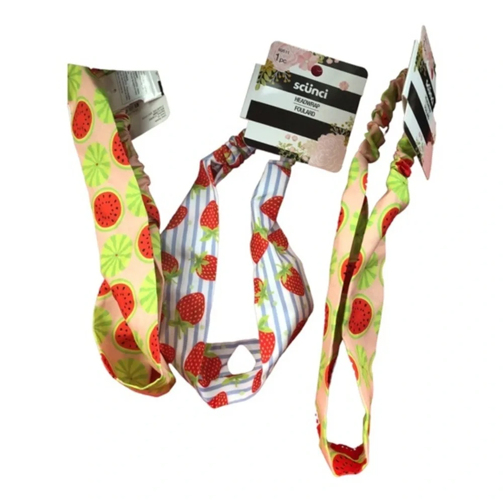 3pack watermelon & strawberry summer‎ fruits elastic headbands -$15